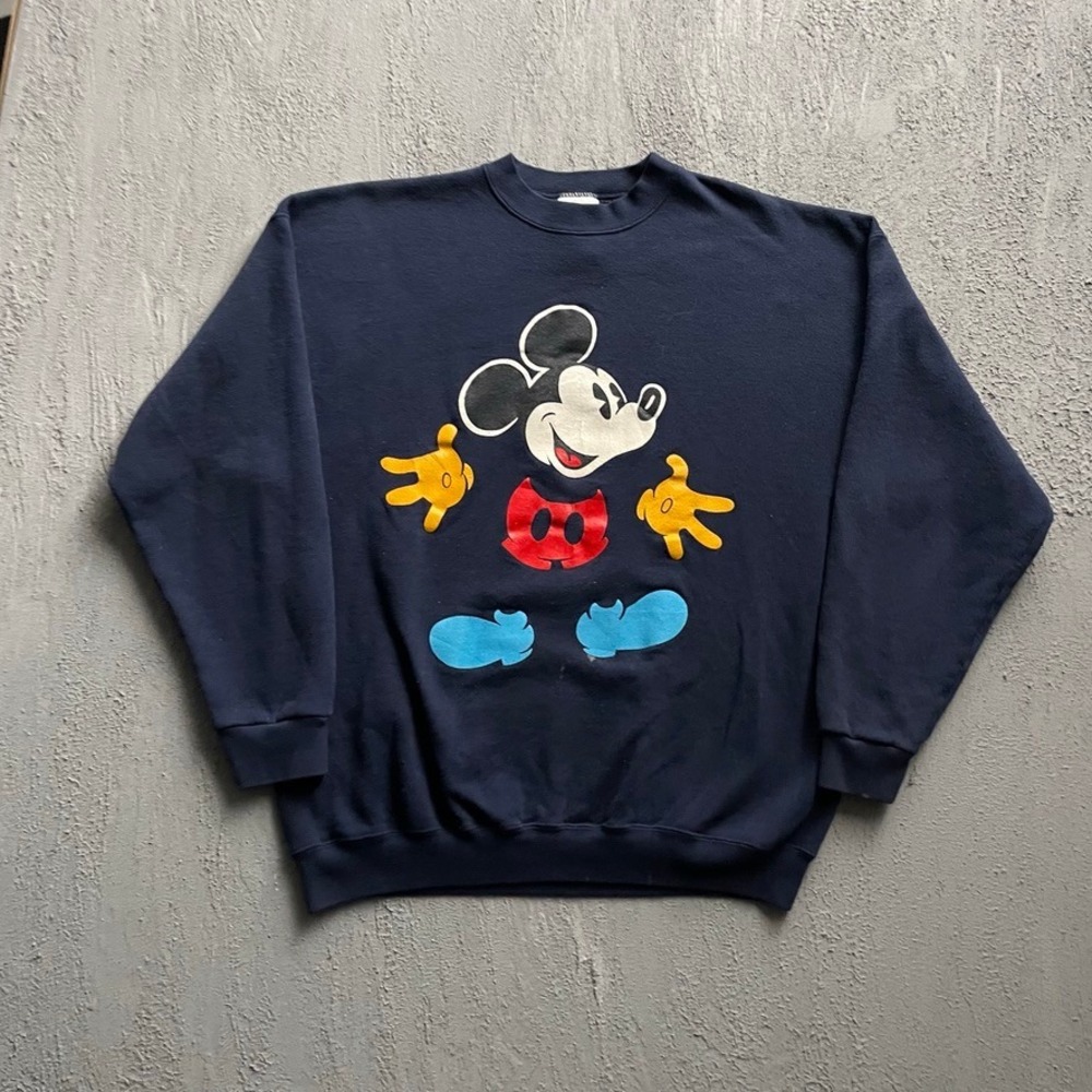 Vintage Mickey Mouse Graphic Sweatshirt Mens XL Navy Blue 90s Mickey & Co